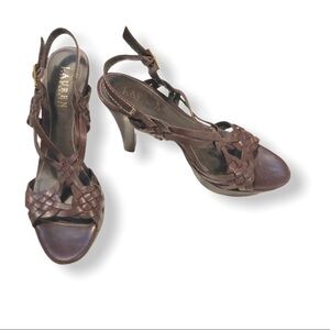 RAlPH LAUREN Chestnut Braided Leather Sand…